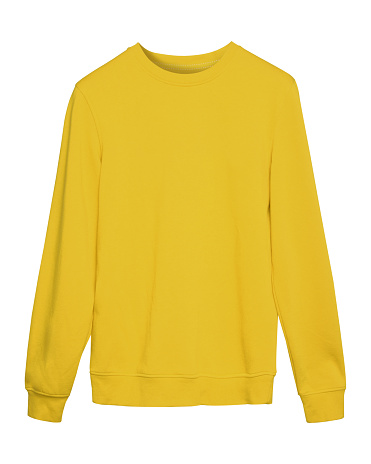 Yellow masking sport sweatshirt with copy space isolated on white