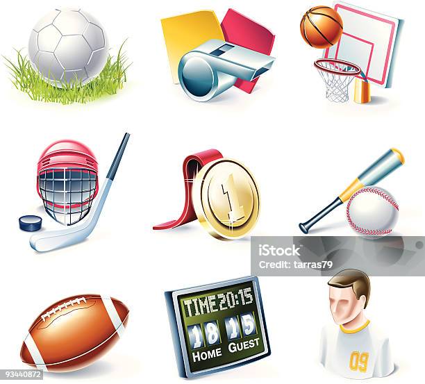 Nine Sportsthemed Cartoon Icons Over A White Background Stock Illustration - Download Image Now