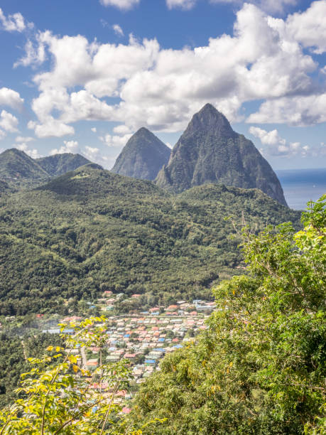 istock Two volcanic peaks in Saint Lucia 934411792