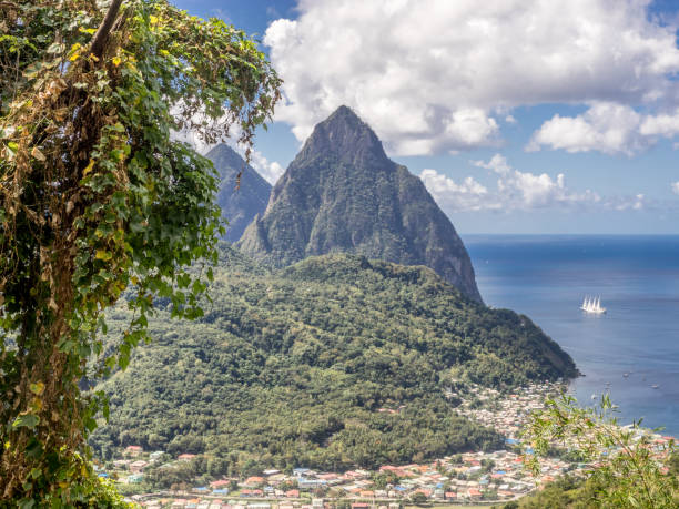 istock Two volcanic peaks in Saint Lucia 934411822