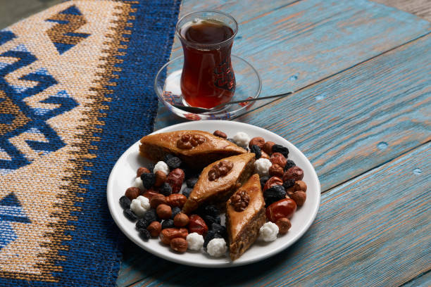 istock Plate with national pakhlava and snacks for Novruz 934414130