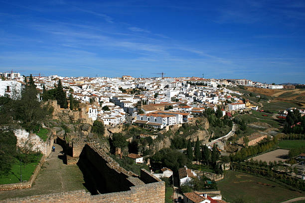 andaluzia, ronda view - andalusia landscape poble espanyol spanish culture - fotografias e filmes do acervo