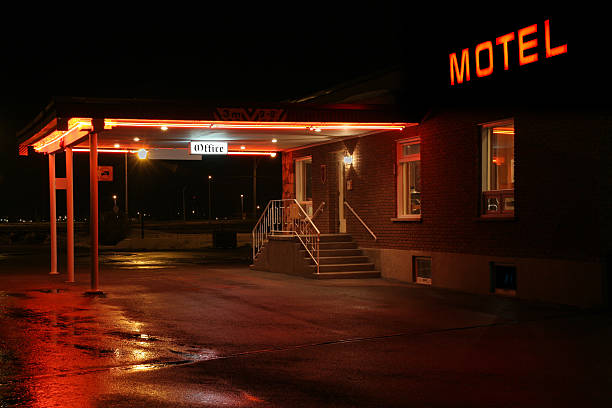 Motel entrance at night  sleaze stock pictures, royalty-free photos & images