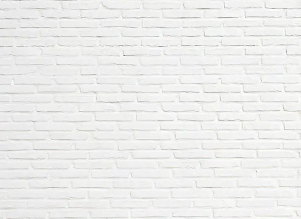 Photo of Bright White Brick Wall Texture Background Pattern