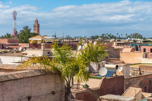 istock View across rooftops of Marrakesh in Morocco with mosque and palm tree 934423256