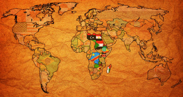 istock Common Market for Eastern and Southern Africa member countries flags on world map 934425494