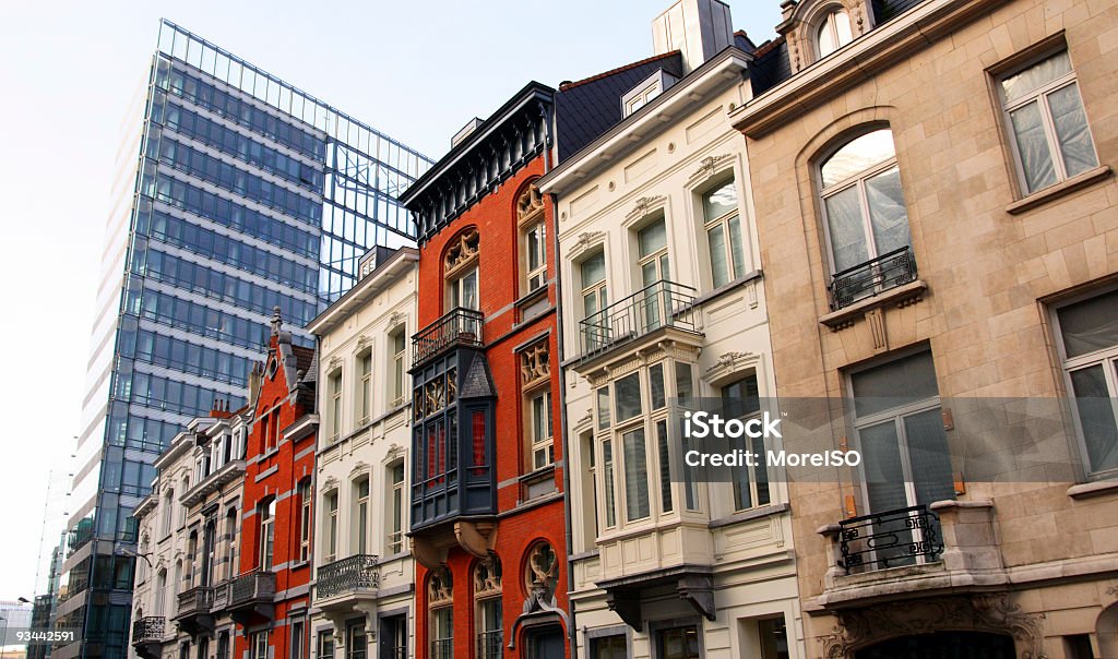 Bruxelles facciate degli edifici, scena urbana città - Foto stock royalty-free di Casa
