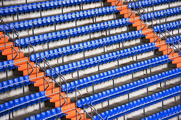 suporte - bleachers olympic stadium architecture blue imagens e fotografias de stock