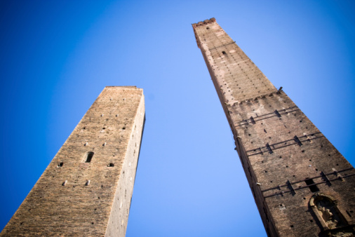 The Two Towers (Le Due Torri), Torre Asinelli and Torre Garisenda of Bologna. 