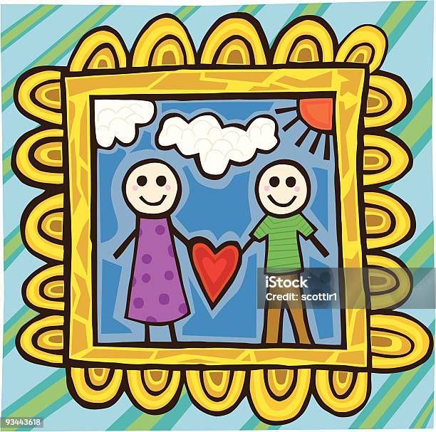 Artsy Framed Couple Stock Illustration - Download Image Now - Adult, Blue, Bonding