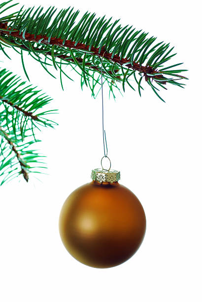 istock Gold Christmas ball on a branch 93444113
