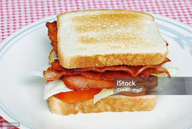 Torrado Bacon Alface Tomate Sanduíche Club - Fotografias de stock e mais imagens de Alface - Alface, Almoço, Bacon