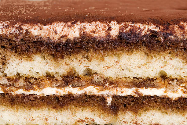 クローズアップケーキ、ティラミスを背景 - tiramisu cake chocolate sweet food ストックフォトと画像