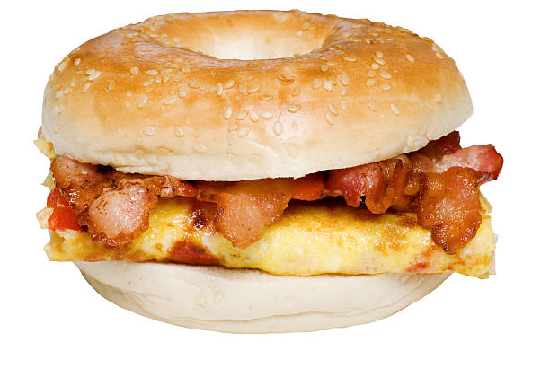 istock Isolated Bagel Omelet and bacon  sandwich 93445005
