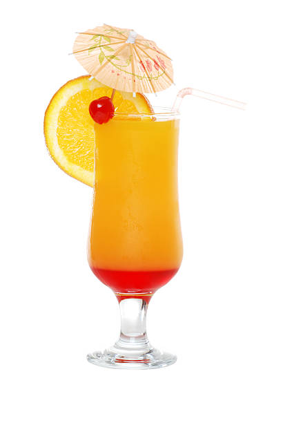 istock Isolated tequila sunrise with an umbrella and straw 93445159
