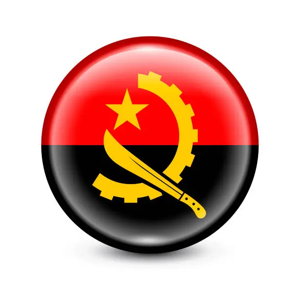 Vector illustration of Angola Flag Button. Vector Illustration