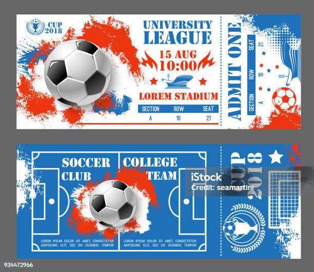 Vector Tickets Of Football Soccer World Cup 2018 Stock Illustration - Download Image Now - Soccer, Ticket, Globe - Navigational Equipment