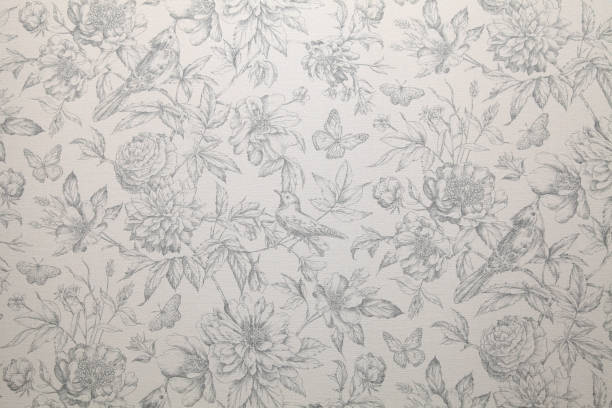 istock Vintage antique style background pattern with birds and flowers 934477882