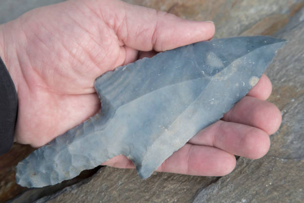 istock Mayan Uniface Dagger - Spearpoint Arrowhead in Hand 934480694