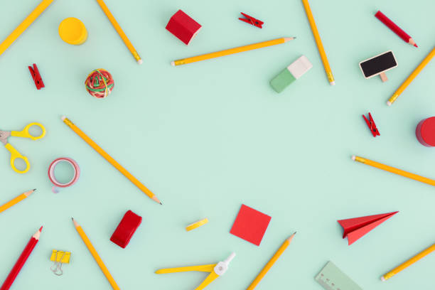 istock Back to school background with school supplies Flat lay. 934488876