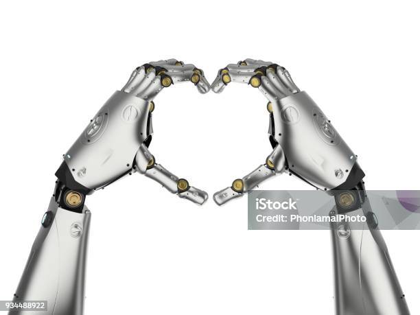 Roboterhandherzform Stockfoto und mehr Bilder von Hand - Hand, Herzform, Künstliche Intelligenz