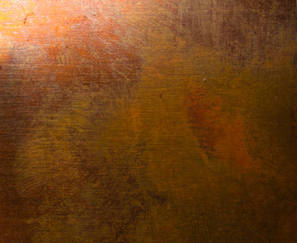 istock Aged copper plate texture, old worn metal background. 934495772