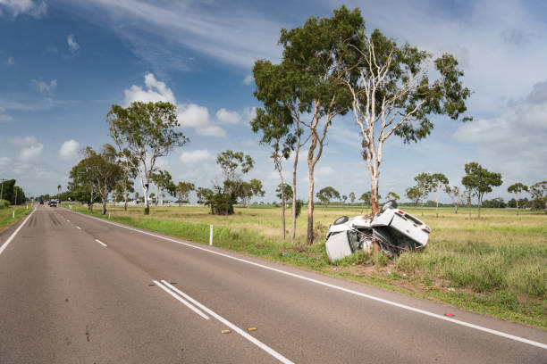 istock Car Crash Accident, Pick-Up Truck wrapped around a Tree, Highway 934518766