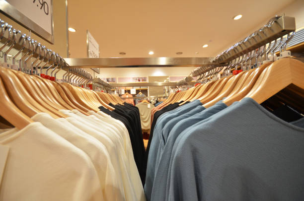 istock Designer clothes hanger in a row in a shop 934525722
