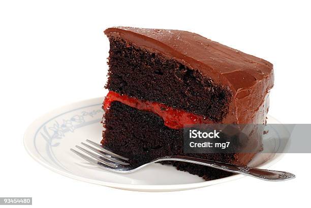 Double Chocolate Bolo De Morango Com Um Garfo - Fotografias de stock e mais imagens de Assado no Forno - Assado no Forno, Bolo - Sobremesa, Chocolate