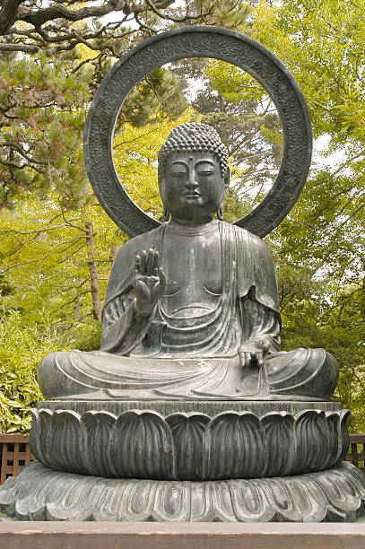 istock Buddha sitting in Japanese Garden 93454486