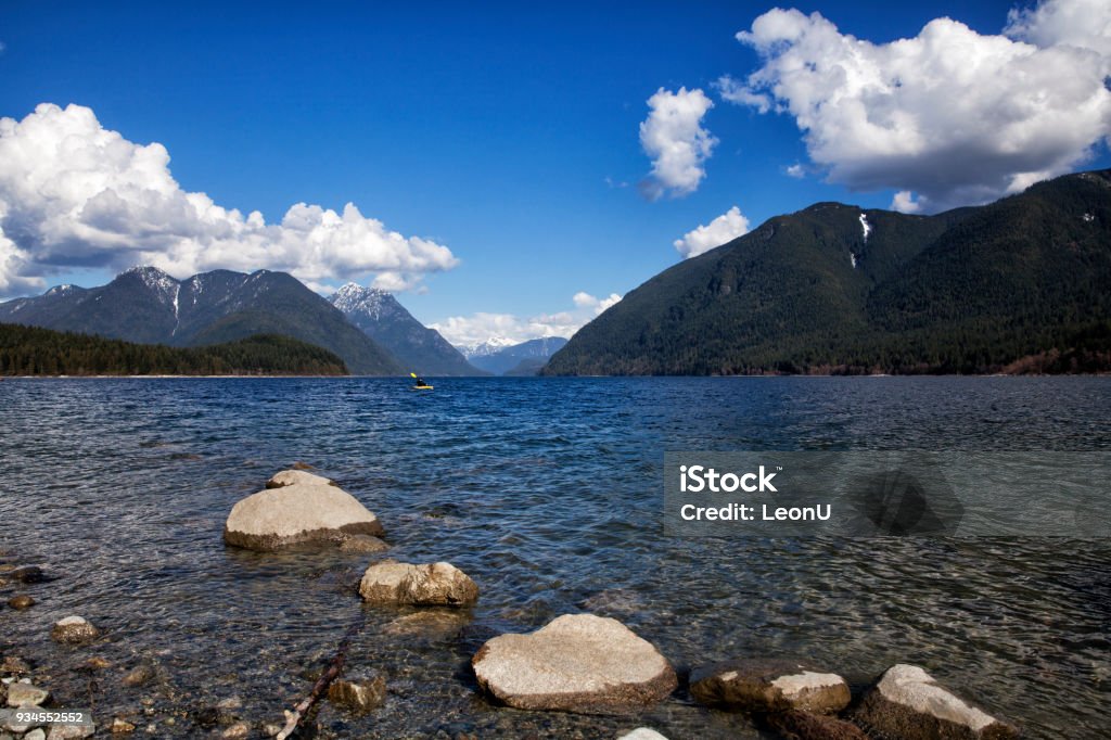 Alouette Lake, Maple Ridge, BC, Canada Beautiful lake on a sunny early Spring afternoon, Golden Ears Provincial Park. Beauty In Nature Stock Photo