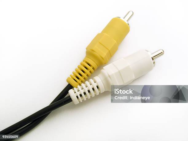 Rca Audio Connectors On White Background Stock Photo - Download Image Now - Audio Equipment, Cable, Color Image