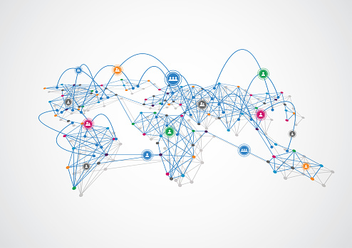 Global network connection. World map point and line composition concept of global business. Vector IllustrationGlobal network connection. World map point and line composition concept of global business. Vector Illustration