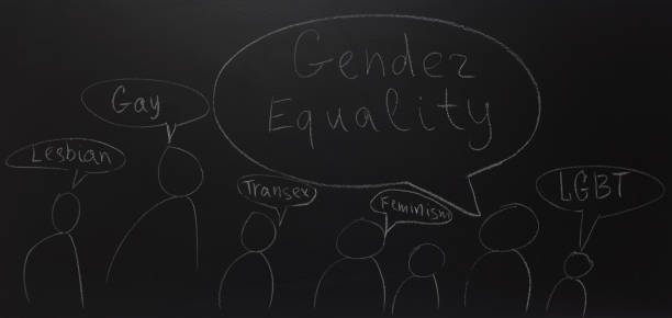 istock written text with chalk on blackboard: Gender equality. 934563944