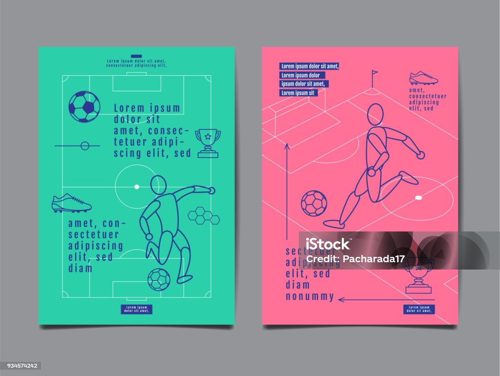 Template Sport Layout Design, Flat Design, Graphic Illustration, Football, Soccer, Vector Illustration. Template Sport Layout Design, Flat Design, single line,  Graphic Illustration, Football, Soccer, Vector Illustration. Soccer stock vector