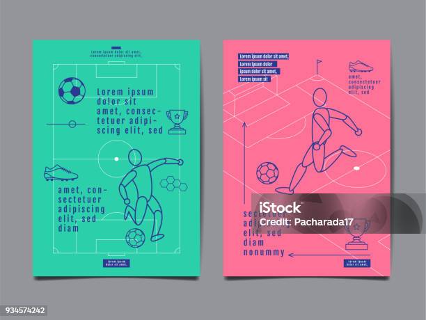 Template Sport Layout Design Flat Design Graphic Illustration Football Soccer Vector Illustration Stock Illustration - Download Image Now