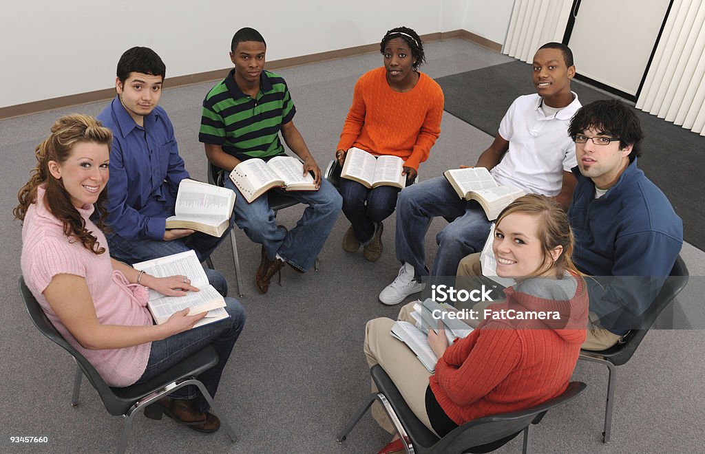 Young adult Bible study A Bible study group or young adult Sunday School class meeting. - Buy credits Bible Stock Photo