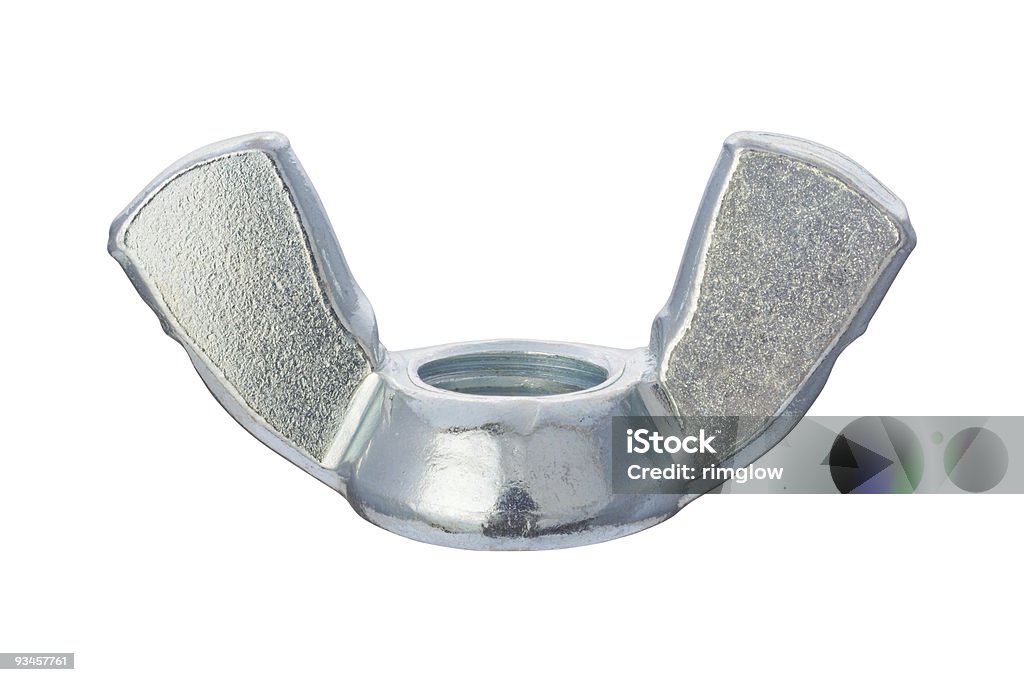 Galvanized Flügel Mutter (with clipping path - Lizenzfrei Einfädeln Stock-Foto