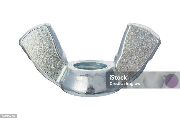 Galvanized Flügel Mutter With Clipping Path Stockfoto und mehr Bilder von Einfädeln - Einfädeln, Extreme Nahaufnahme, Farbbild