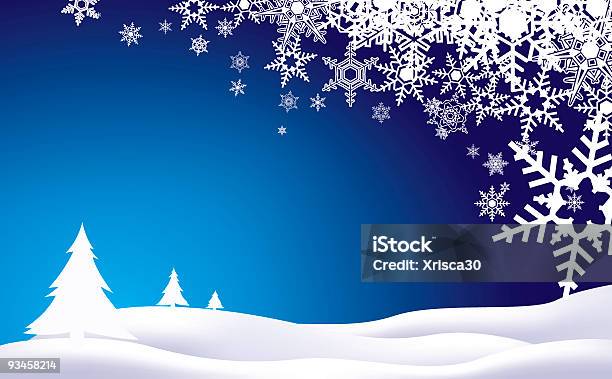 Holiday Background Of Snowflakes And Trees Stock Illustration - Download Image Now - Abstract, Art, Art Product