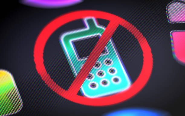 no móvil - mobile phone telephone exclusion forbidden fotografías e imágenes de stock