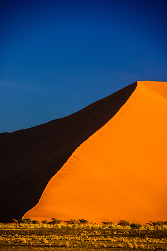 Showing the Rim of a Sand Dune at Sunrise in the Namibian Desert.