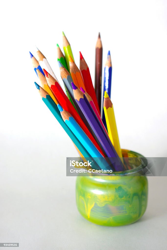Kolorowe ołówki - Zbiór zdjęć royalty-free (Biały)