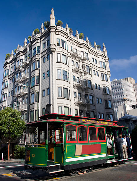 tram di san francisco - nob hill foto e immagini stock