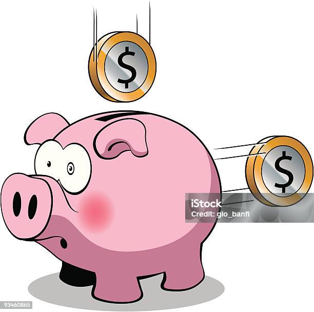 Pig And Dollar Coins Stock Illustration - Download Image Now - Banking, Coin, Coin Bank