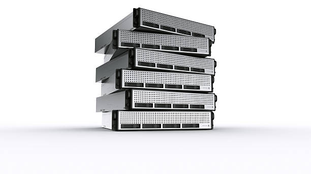 rack de servidores múltiples - network server computer tower rack fotografías e imágenes de stock