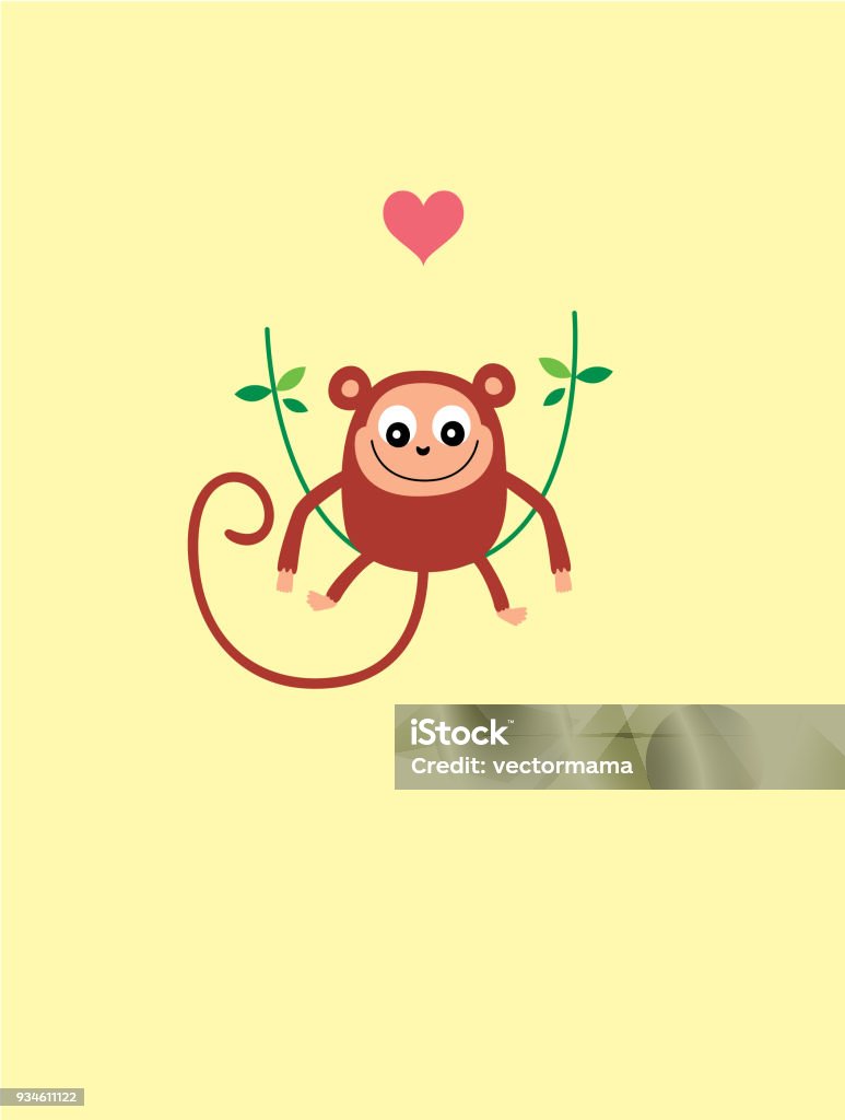 cute monkey valentine greeting card vector Animal stock vector