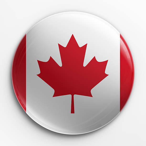 istock Canadian red and white flag on a badge 93461275