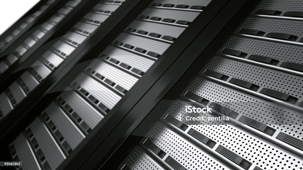 Row of rack servers 3d rendering of multiple rack servers Administrator Stock Photo