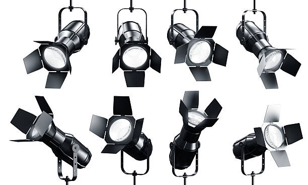 Spotlights on white 3d rendering of multiple spotlghts on a white background stage light stock pictures, royalty-free photos & images